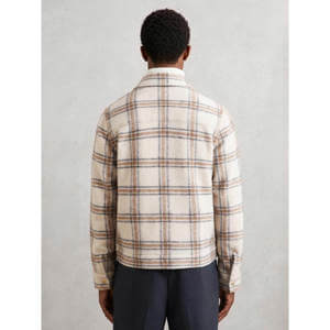 REISS Varena Zip-Through Check Overshirt with Wool